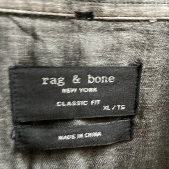 Rag & Bone Classic Fit Grey cotton Flannel button up shirt Sz XL - Picture 7 of 12